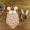 European summer baby clothes, baby jumpsuit, baby girl romper with short and headbands