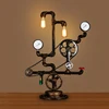 Creative table light industrial vintage water pipe table lamp retro indoor reading lamp