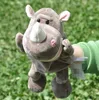 Cute mouth moving animal stuffed plush Rhinoceros hand puppet