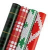 LA CRAFTS Plaid/Knit Heart/Christmas Tree Print Holiday Gift Wrapping Paper