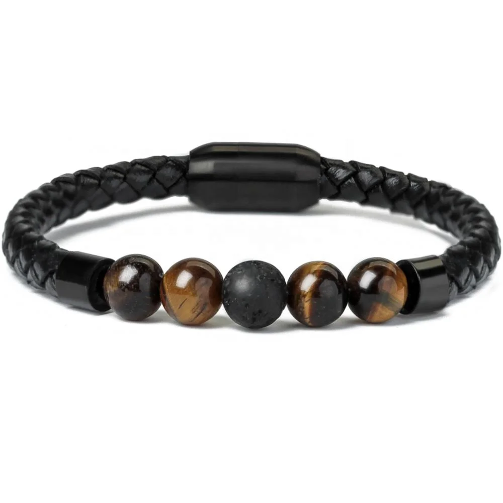 Lingsai stainless steel magnetic clasp string of beads leather cord oem bracelet for mens, Steel;black
Lingsai stainless steel magnetic clasp string of beads leather cord oem bracelet for mens, Steel;black