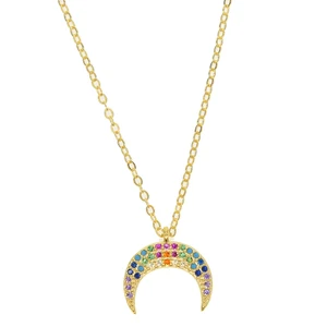 2018 summer gift gold plated chain crescent pendant horn pendant