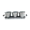 Set of 3 Galvanized Metal Windowsill Planters Herb Pots With Tray flower pot