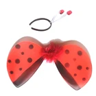 RED small size Ladybug nylon fairy wings and handpiece for party decoration