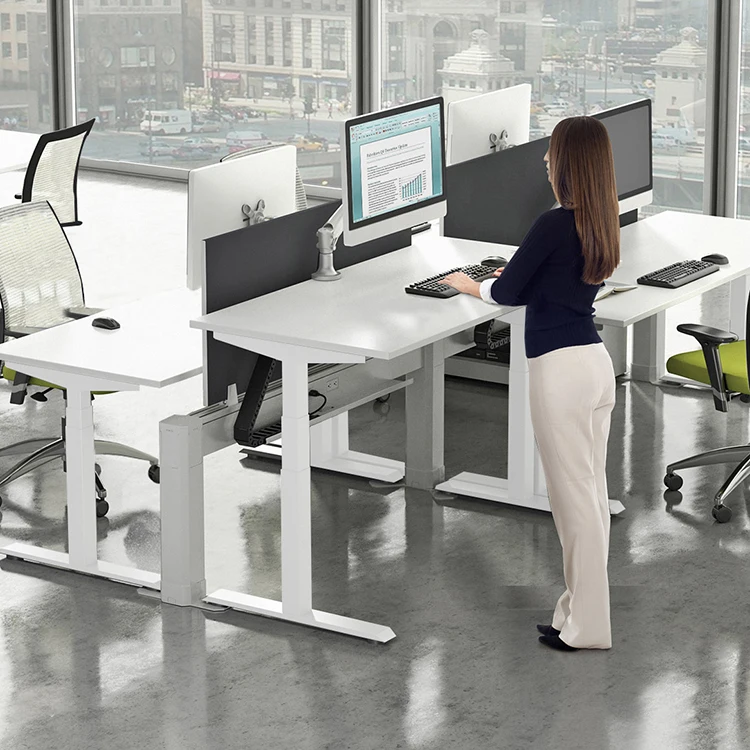 White Modern Height Automatic Adjustable Stand Up Desk Mechanisms