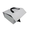 Luxury Custom Black Logo White Color Foldable Cardboard Paper Magnetic Gift Box Folding Packaging Shoe Boxes With Ribbon Handle