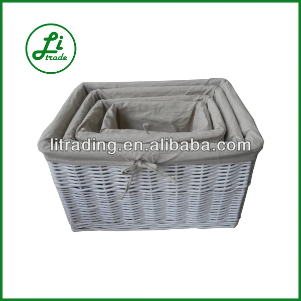 willow storage basket with liner