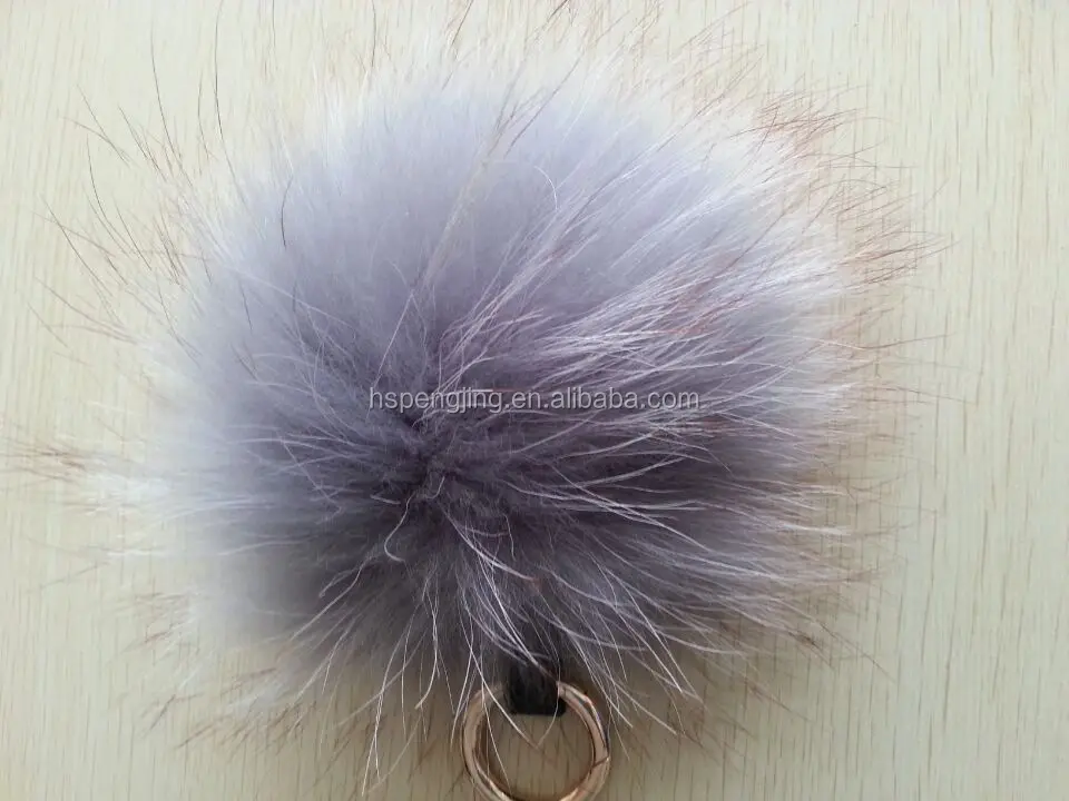 本物のアライグマの毛皮ポンポンまみれ鍵リング/装飾のためのバッグチャーム仕入れ・メーカー・工場