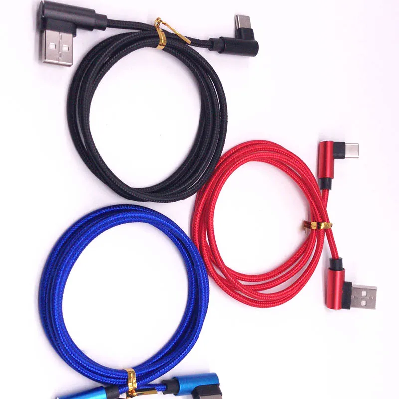Nylon Braided Data Charging Dual Right Angle Type C V8 Elbow Gaming Micro Cable 90 Degree USB Cable For iPhone Galaxy Android - ANKUX.COM