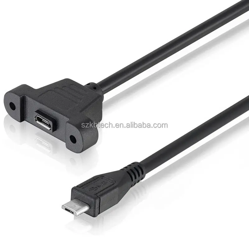 micro usb 5pin male to micro 5pin female with screw panel mount extention cable, Black
micro usb 5pin male to micro 5pin female with screw panel mount extention cable, Black