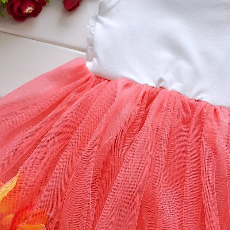 女の子ピンクローズ花びら裾ドレス女の子花服6異なる色かわいい子供服プリンセスチュチュドレスvestidosティス仕入れ・メーカー・工場