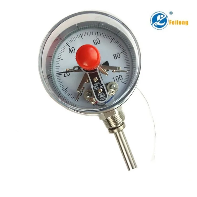 Electric contact bimetal thermometer WSSX-411 radial stainless steel 0-100 degree temperature control metal thermometer