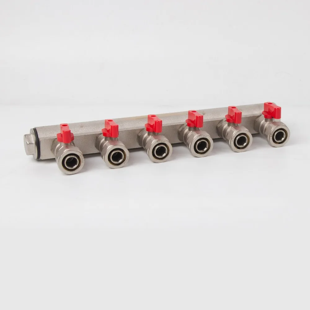 ( 6 way Manifold ) size 1/2 3/4 Brass compression hot water Manifold for floor heating