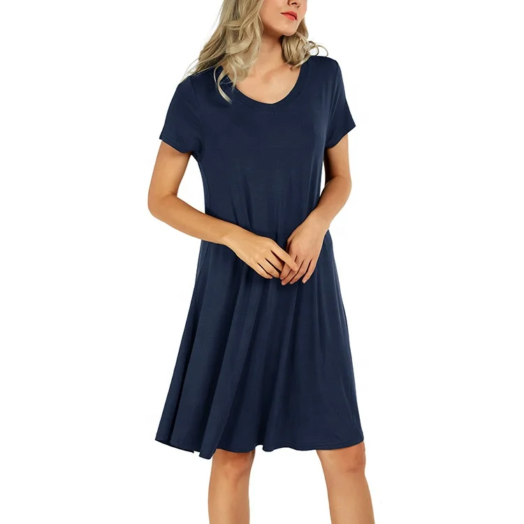 Women Solid Color Short Sleeve Casual Loose Blank Elegant T-Shirt Midi Dress, Army green;black;navy blue;wine red;dark green;etc.
Women Solid Color Short Sleeve Casual Loose Blank Elegant T-Shirt Midi Dress, Army green;black;navy blue;wine red;dark green;etc.