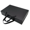 Luxury black custom logo wig magnetic closure foldable rigid cardboard paper hair extension packaging gift box with handle