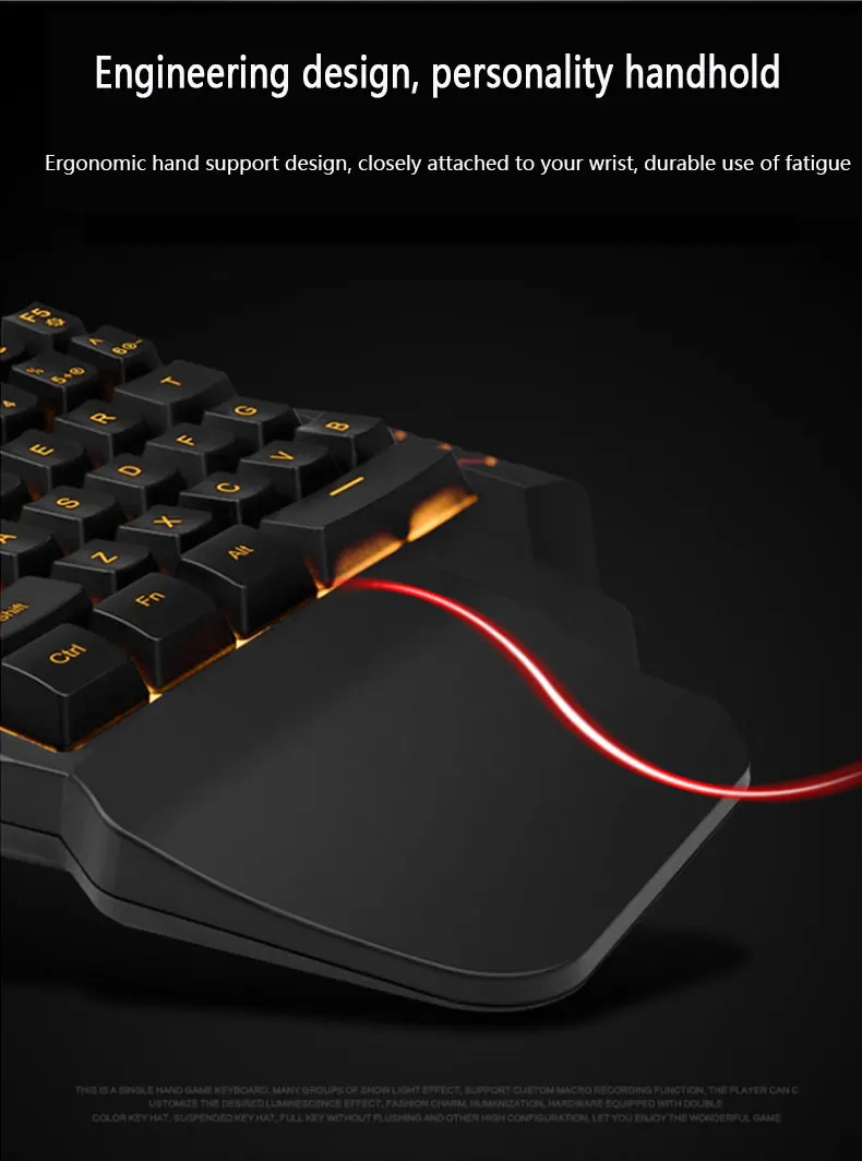 OEM custom notebook pc computer accessories 2.4g wired mini USB hand gaming keyboard touchpad gaming keyboard