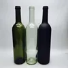 empty matte black dark frosted glass red wine bottle with cork 750ml