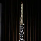 13' H home goods single arm antiques crystal candle holder
