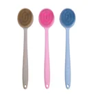 Hot sale food grade ultra soft double sides silicone bristle long handle body wash brush