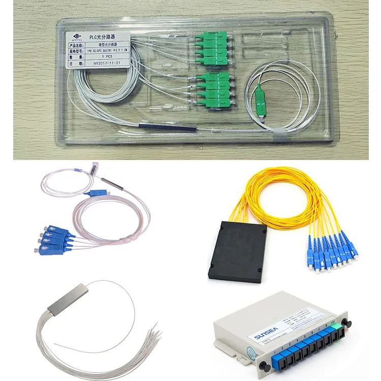 光纤分配器迷你 plc 钢管 1x2 1x4 1x8 1x16 2x4 带 sc/upc apc 连接