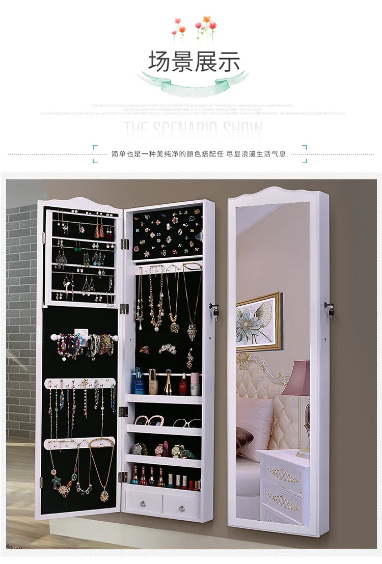 Customized Bedroom Decorative Floor Stand Storage Mirror Cabinet