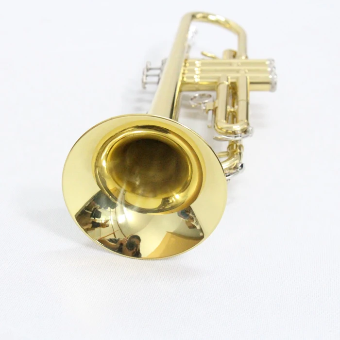 

Yellow Brass Gold Lacquer Bb Flat Good Quality Chinese Trumpet FTR-100L