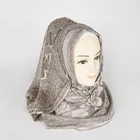 Best Selling Flower Design Lace Pearl Hijab Scarf Ready Made Party Wear Women Hijabs For Muslim
