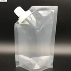250ml 500ml clear plastic liquid stand up pouch with corner spout