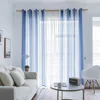 2019 new design readymade navy blue stripe sheer curtain