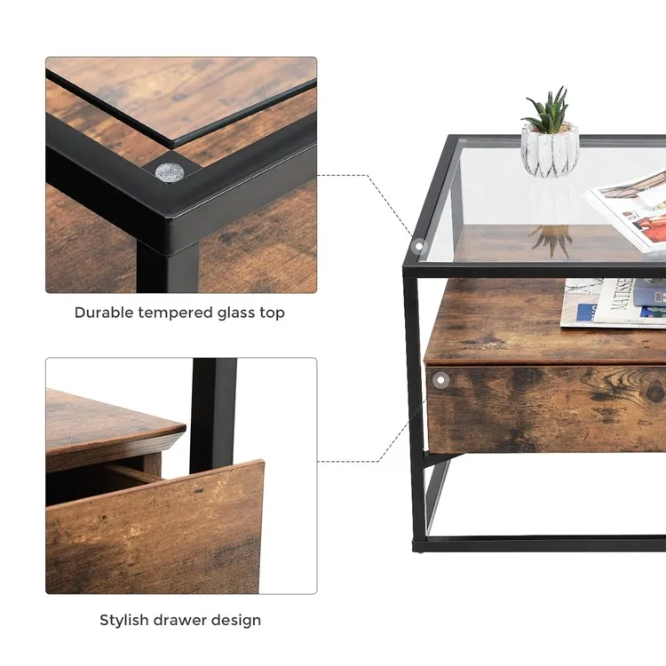 metal glass coffee table