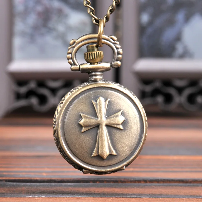 Bronze Christian Cross Quartz Pocket Watch Necklace Pendant Religions Collectibles Pendant Jewelry Men Gifts
Bronze Christian Cross Quartz Pocket Watch Necklace Pendant Religions Collectibles Pendant Jewelry Men Gifts