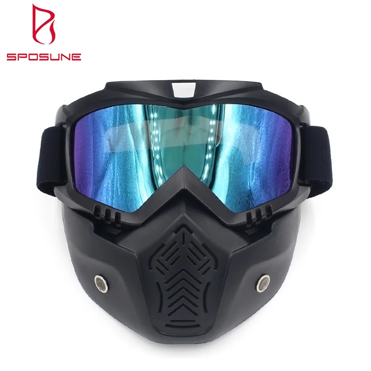 

Anti-skid Motorcycle Helmet Mirrored Lens Detachable Riding Goggles Mask, 5 colors available