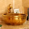 India style gold glazed luxury table top stand wash basin export to dubai