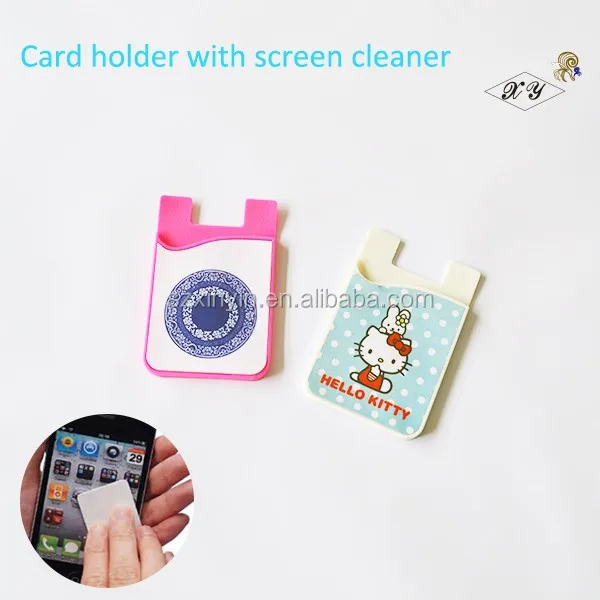 wholesale gift silicone card holder with screen cleaner smart