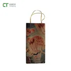Elegant high quality flower print kraft for cakes shopping paper bags