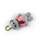 Wholesale Plush Toy Mini Teddy Bear Key Chain Ring in Gray
