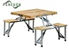 4 Person Wooden Portable Compact Folding Suitcase Picnic Table Set With Umbrella Hole