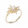 High quality fashion 925 silver jewelry starburst opal gold wedding ring
