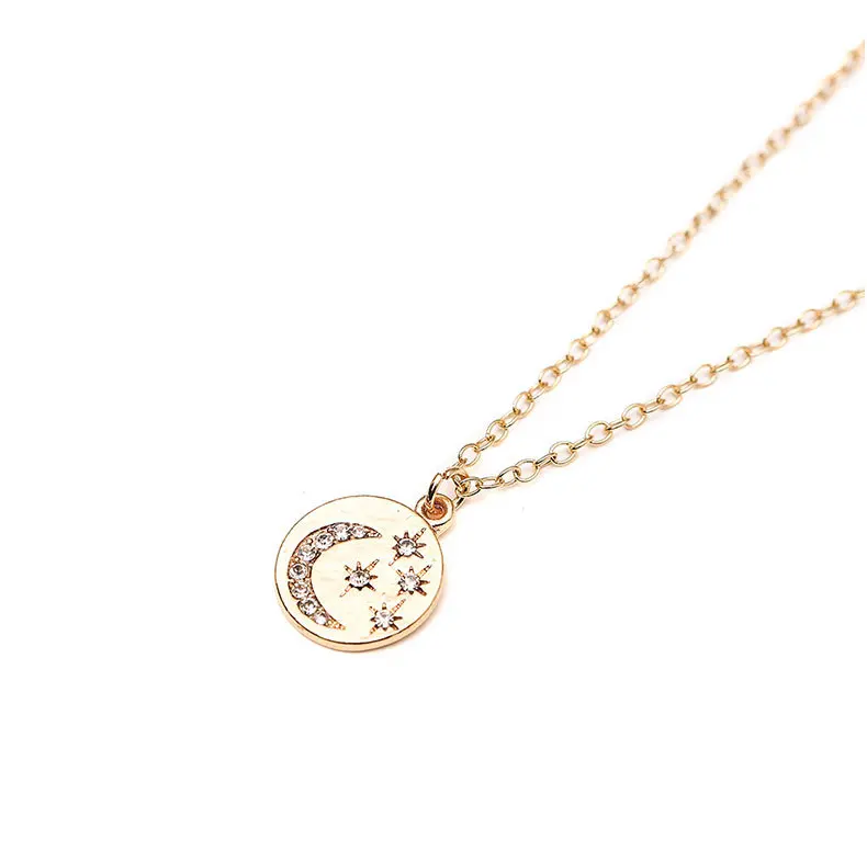 Gold Tone Coin Pendant Necklace Gold Plated Metal Chain Zircon Moon Star Round Coin Pendant Necklace
Gold Tone Coin Pendant Necklace Gold Plated Metal Chain Zircon Moon Star Round Coin Pendant Necklace