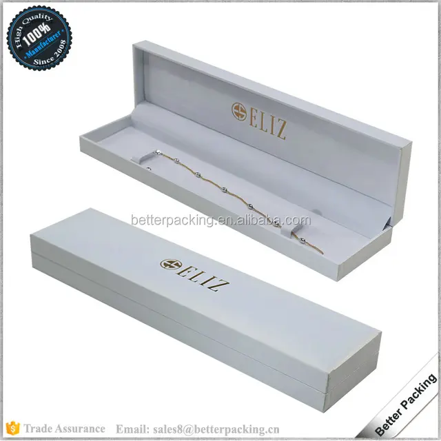 pure white pearl shiny paper long watch gift box