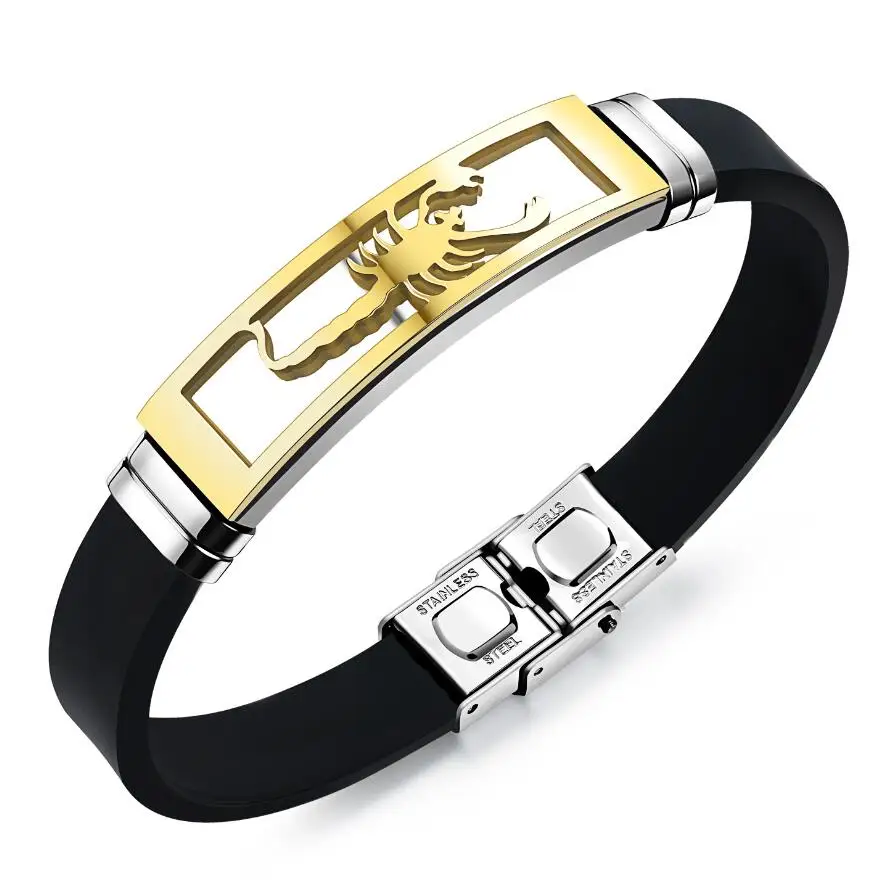 Silicone Man Bracelets Fashion Stainless Steel Scorpion Design Length Adjustable Cool Men Jewelry Bangles PH1085, N/a 
Silicone Man Bracelets Fashion Stainless Steel Scorpion Design Length Adjustable Cool Men Jewelry Bangles PH1085, N/a