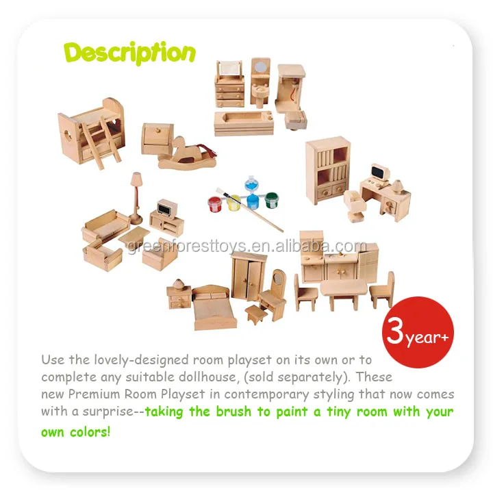 3डी DIY लकड़ी का लघु गुड़ियाघर फर्नीचर, DIY लकड़ी का खिलौना