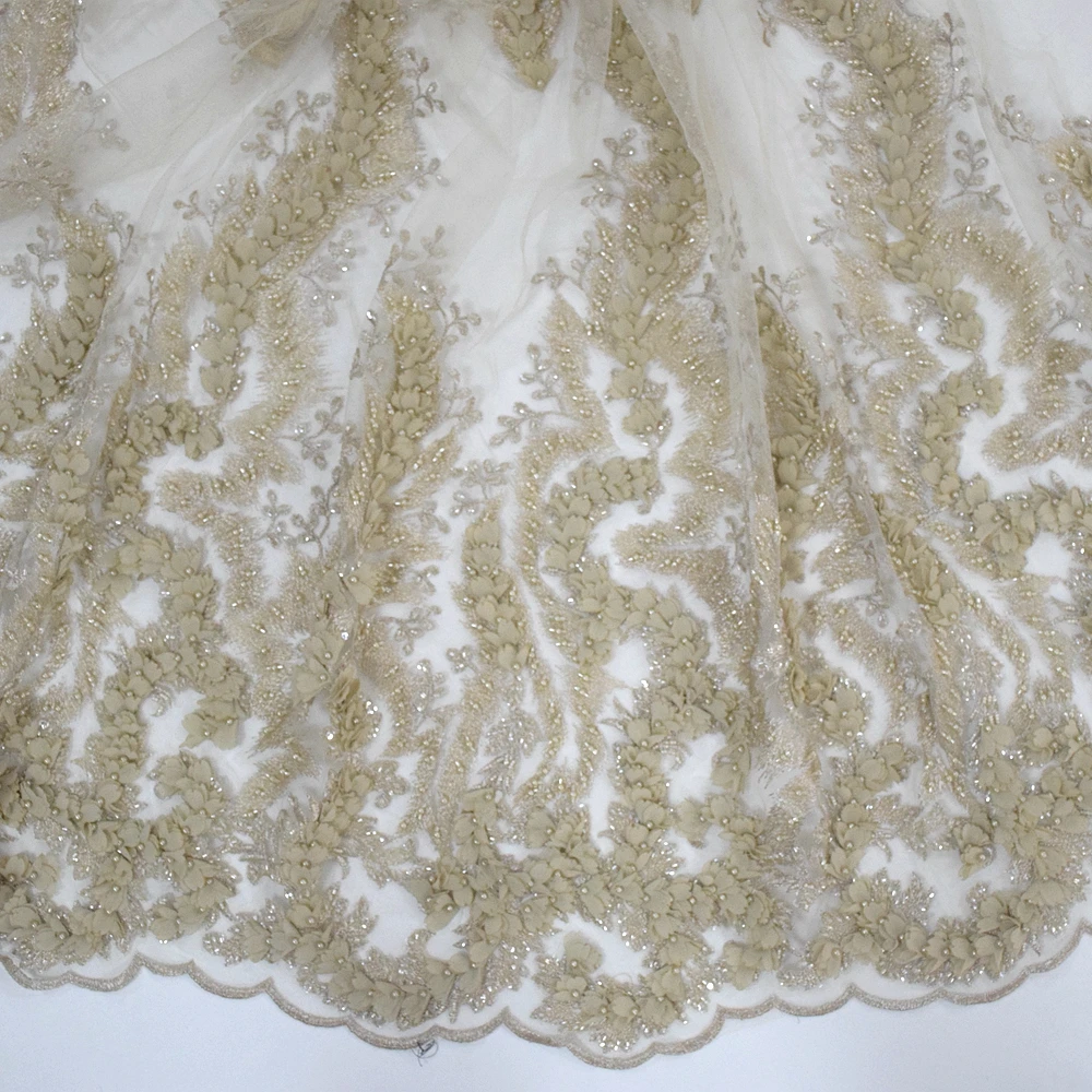 2018 New design 3d flower beaded lace fabric with pearls and sequins french tulle lace dress fabric HY0778-3, White
2018 New design 3d flower beaded lace fabric with pearls and sequins french tulle lace dress fabric HY0778-3, White