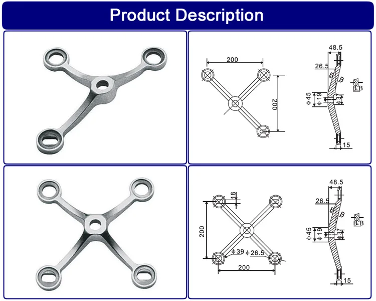 Stainless Steel Glass Spiders Bracket For Sale