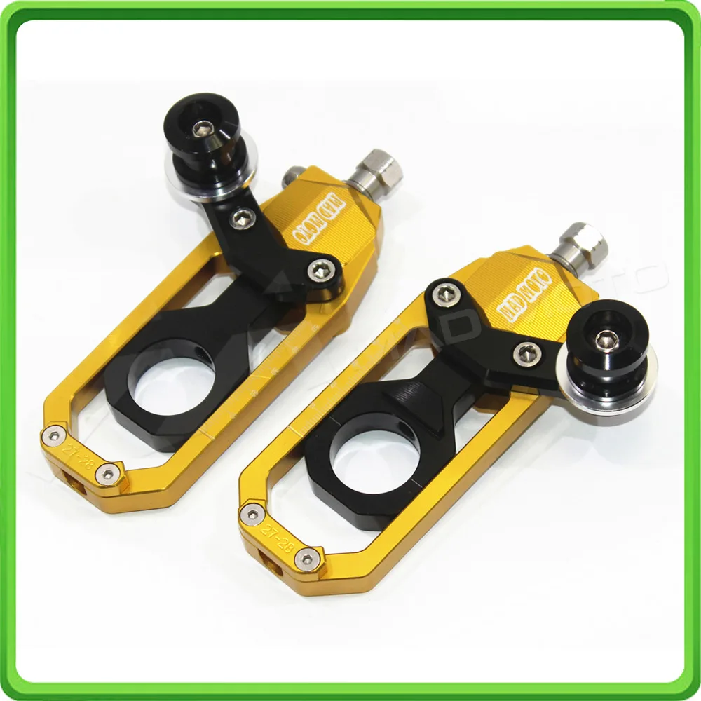 Motorcycle Chain Tensioner Adjuster with bobbins kit for Yamaha FZ1 2006 2007 2008 2009 2010 2011 2012 2013 2014 2015 Gold&Black (4)