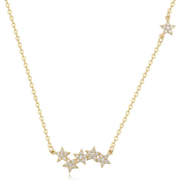 Gold plated jewelry brass star choker necklace women