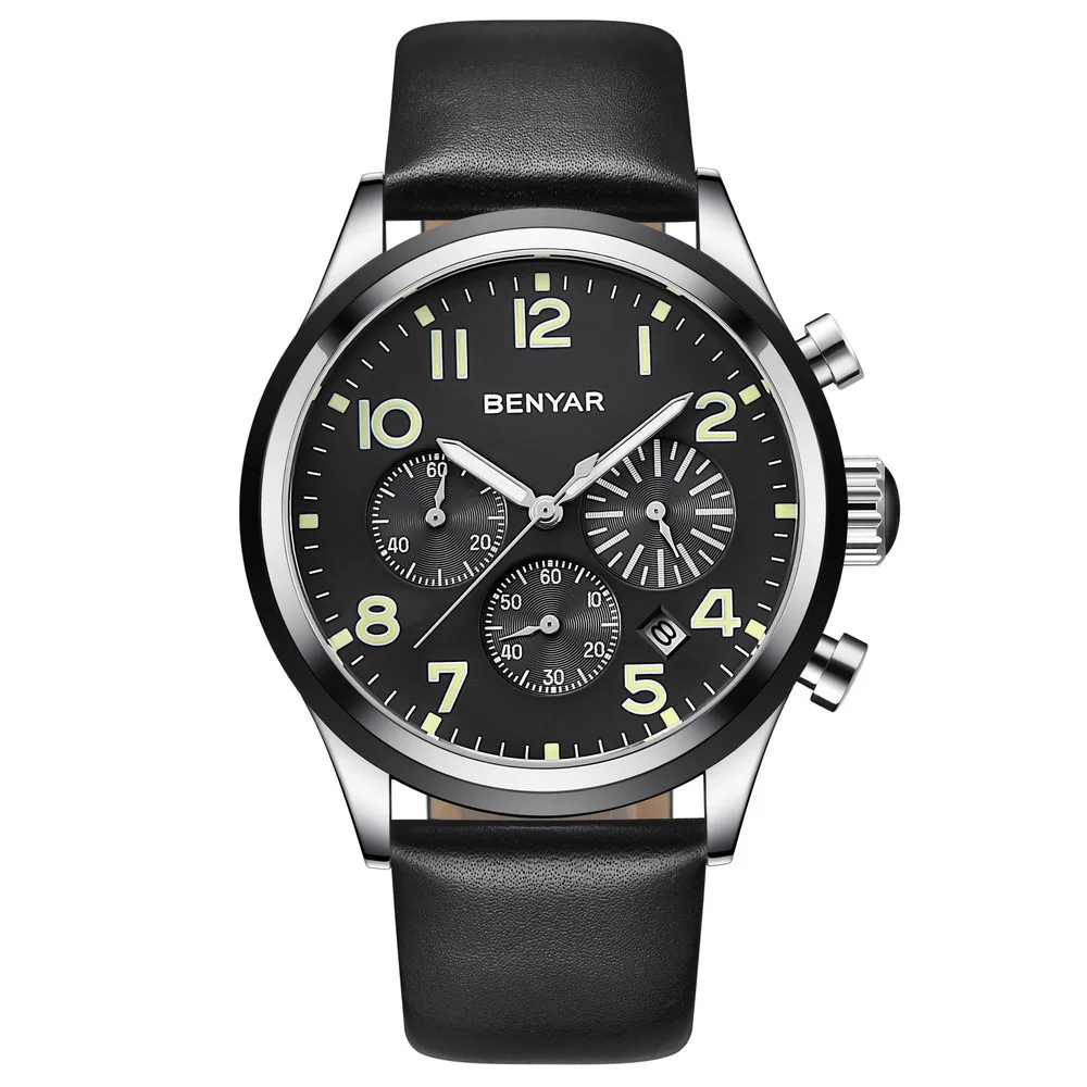 Fashion Brand Male Watches New Luxury Sports Mens BENYAR Watch Military Waterproof Leather Quartz Watch Relogio Masculino, 2 colors
Fashion Brand Male Watches New Luxury Sports Mens BENYAR Watch Military Waterproof Leather Quartz Watch Relogio Masculino, 2 colors