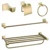 5 Pcs Modern Luxury Brass Gold Plated Hotel Bathroom Set Accessories For Hotel