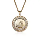 2019 Hot Selling Real Gold Arabian Muslim Islamic Allah diamond pendant necklace Crystal Round Pendant Necklace