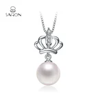 Fashion 925 Sterling Silver Crown Mounting Freshwater Pearl Pendant For Charm Necklace
